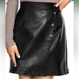 Faux Leather Skirts for Women High Waist Mini Skirt for Work Casual Pleather